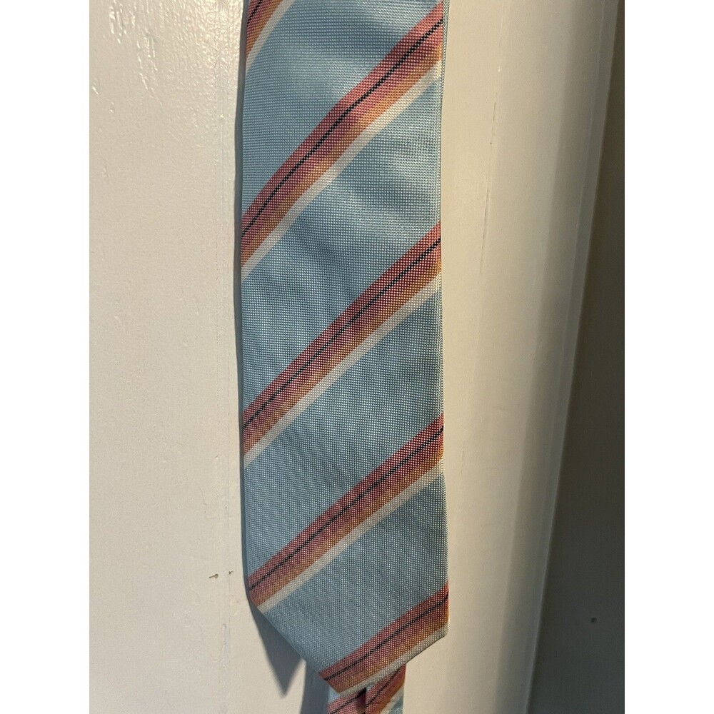 Bobby Jones Collection Woven Tie Light Blue Striped Made In USA